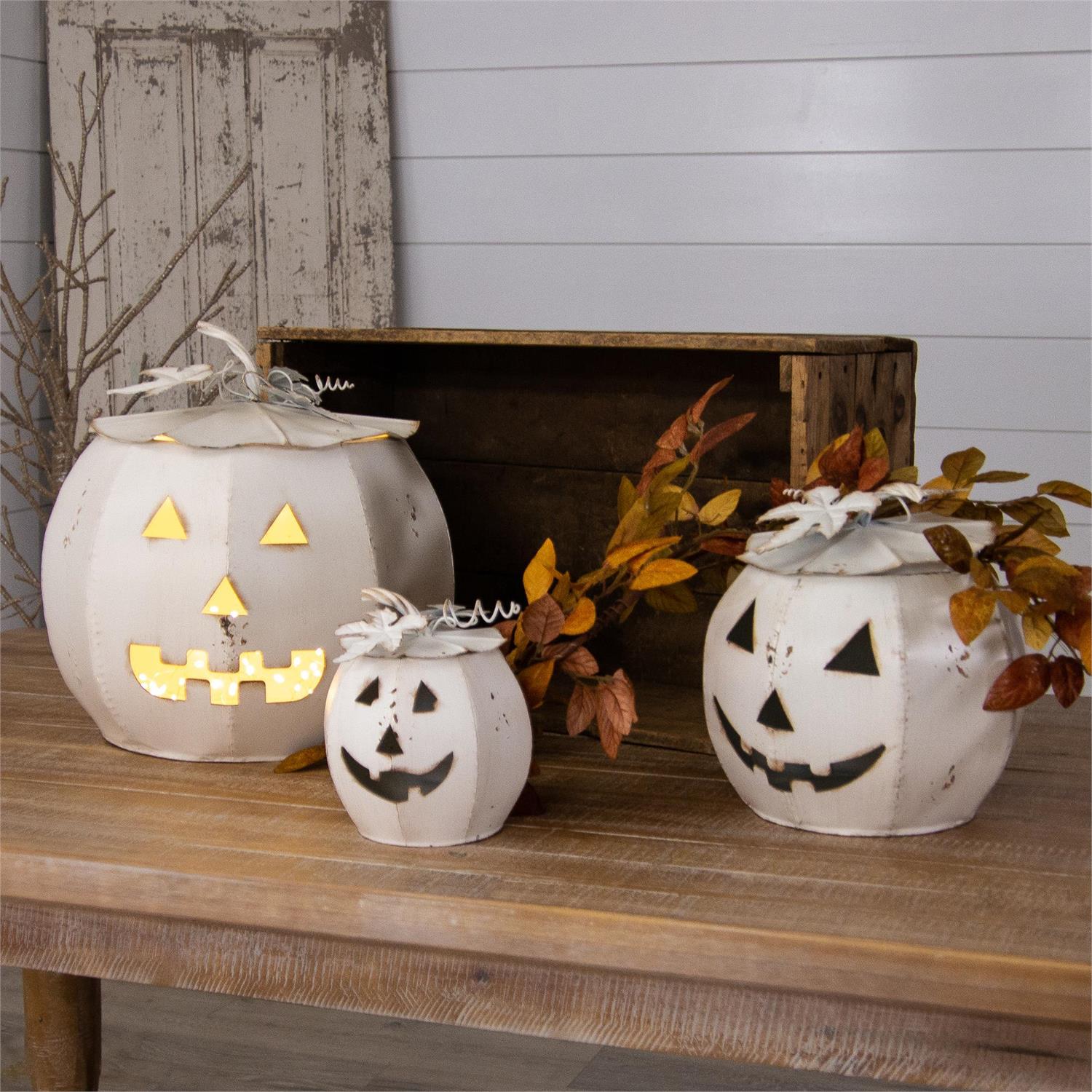 White Jack O' Lanterns w/ Lids