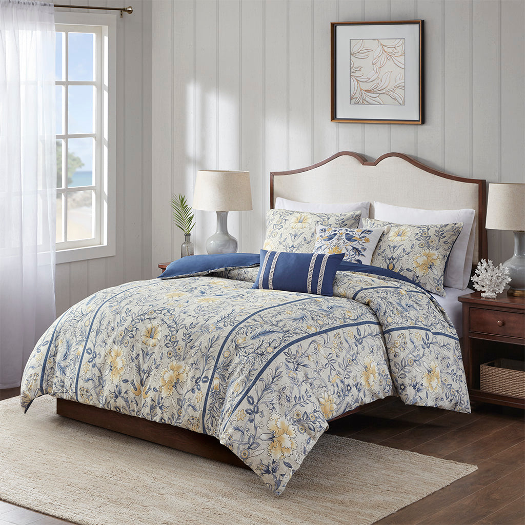 Livia Cotton Printed 5 Piece Duvet Cover Set