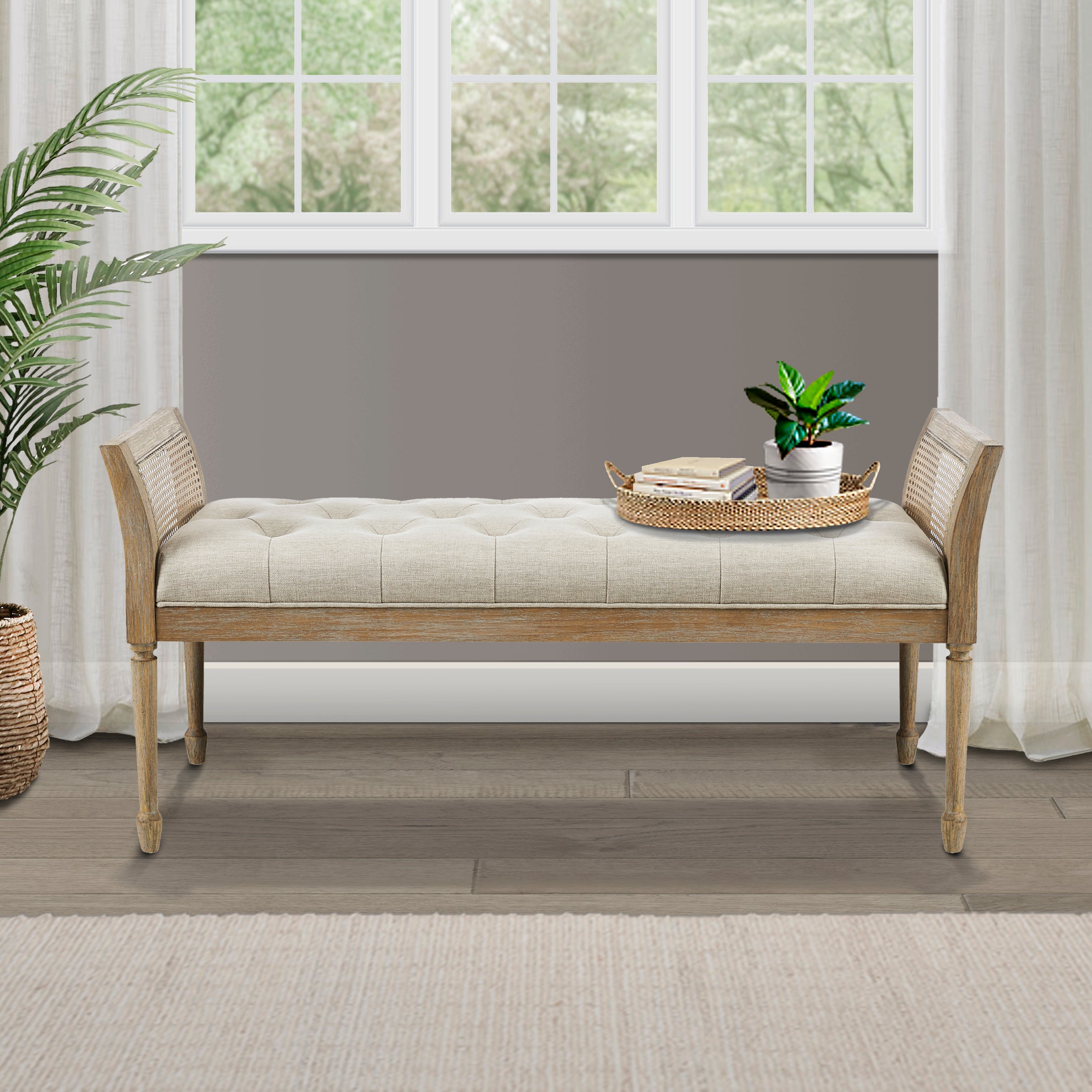 Isla Upholstered Accent Bench with Metal Base