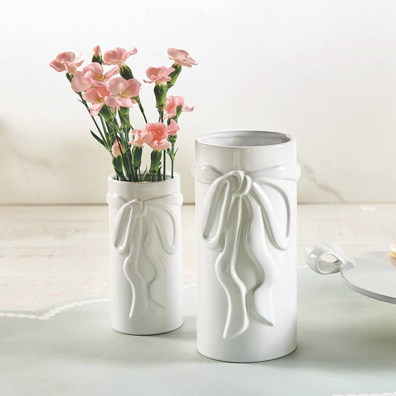 Ceramic Bow Vase - Large - White