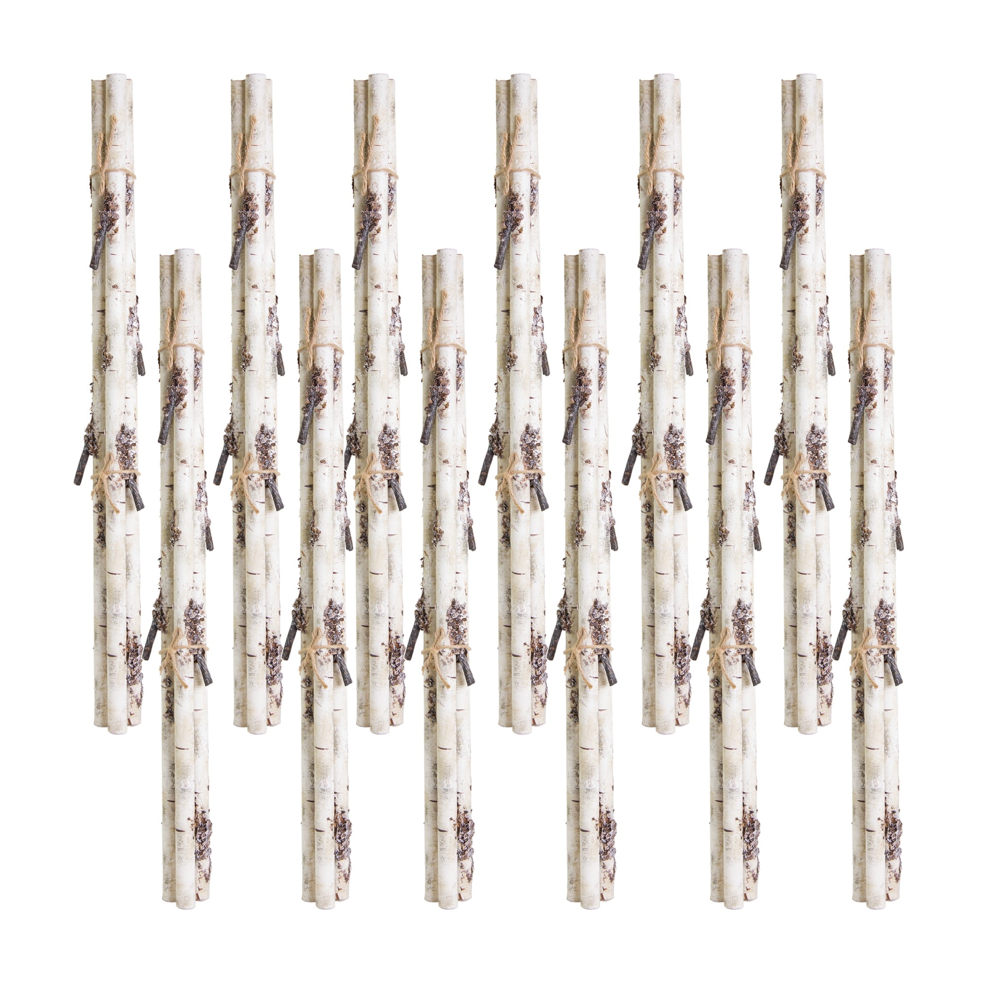 Rustic Birch Log Bundle with Snowy Accents (Set of 12)