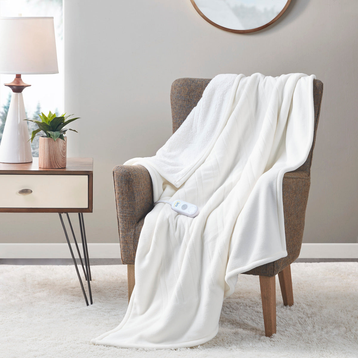 Fleece to Sherpa Heated Throw