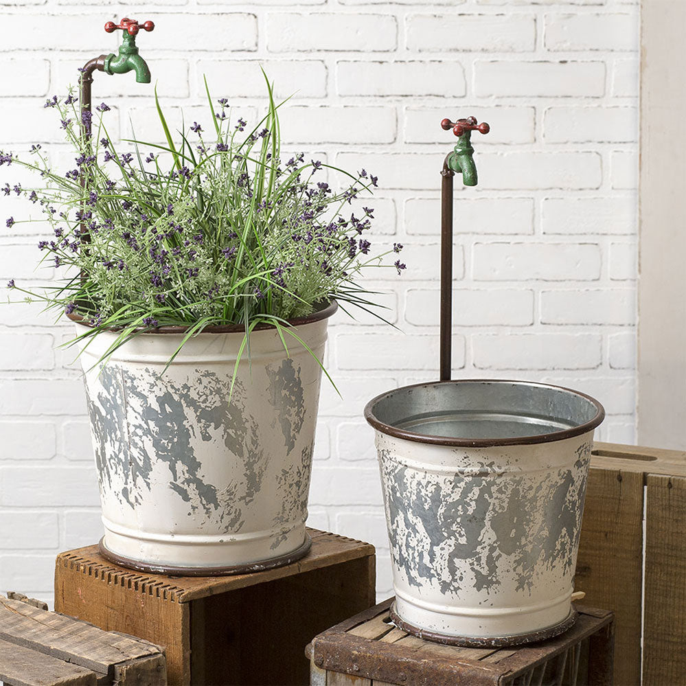 Garden Faucet Flower Buckets (S/2)