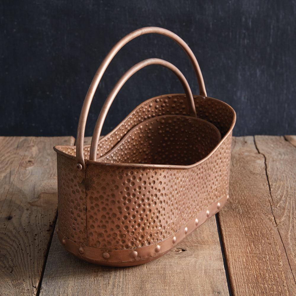 Hammered Copper Baskets (S/2)