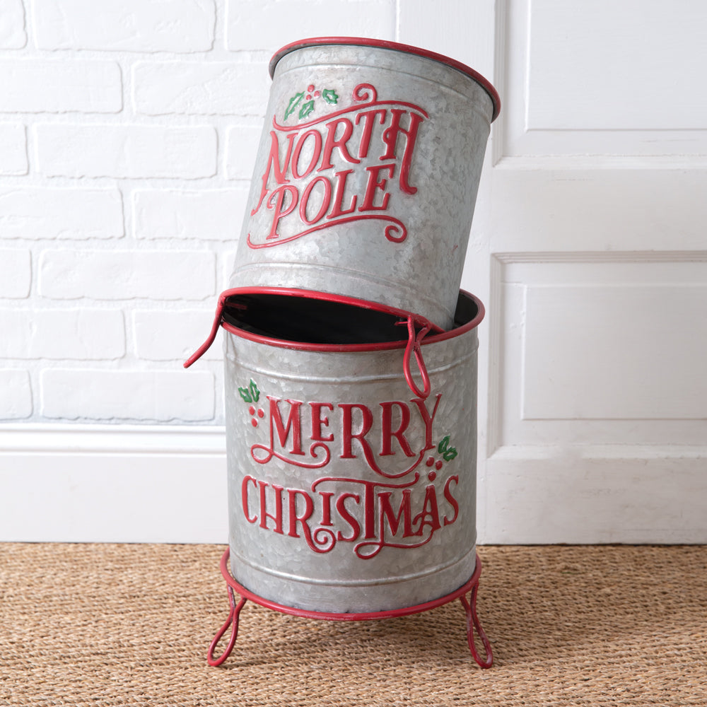 Footed Christmas Containers (S/2)