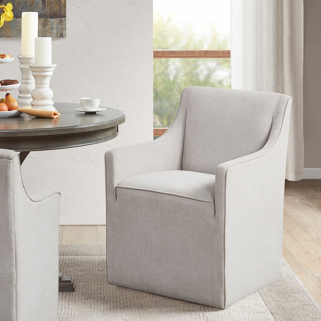 Charlotte Skirted Dining Arm Chair with Casters