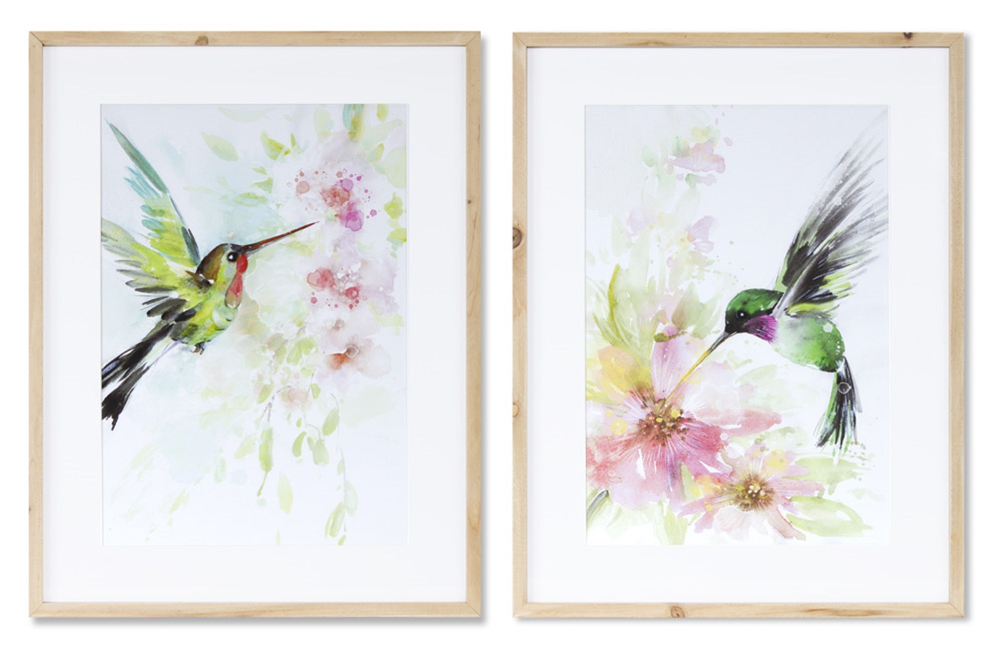 Hummingbird Watercolor (2 Asst) 15.25"L x 19.75"H Wood/Wood