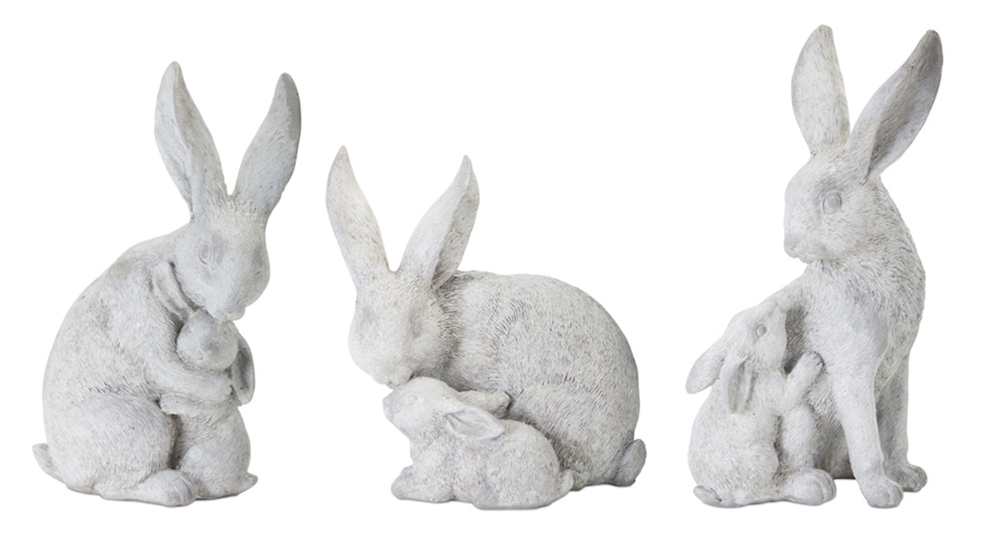 Rabbit w/Bunny (3 Asst) 4.5"H, 5.5"H, 6"H Resin/Stone Powder