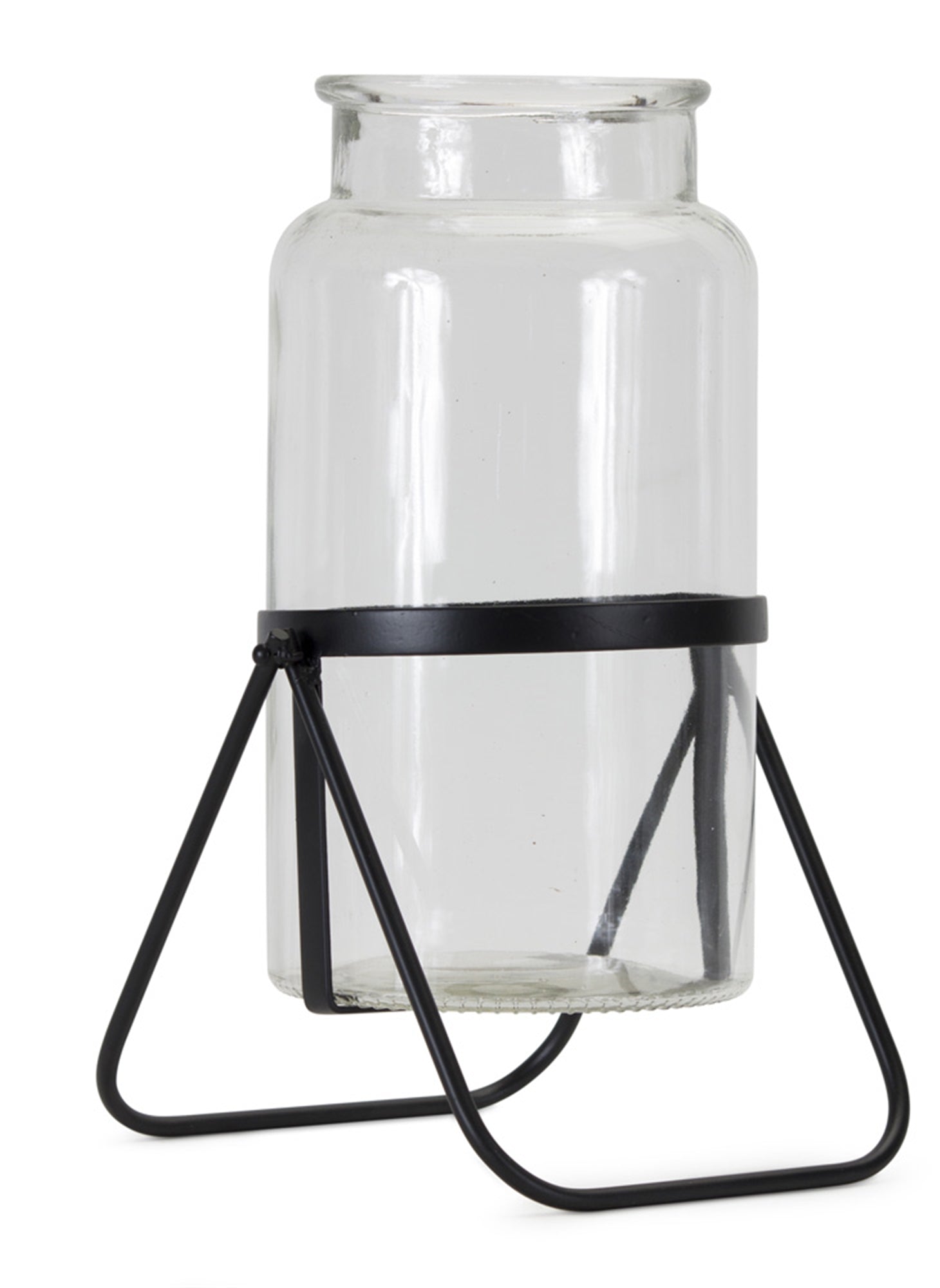 Vase In Stand 14"H Metal/Glass