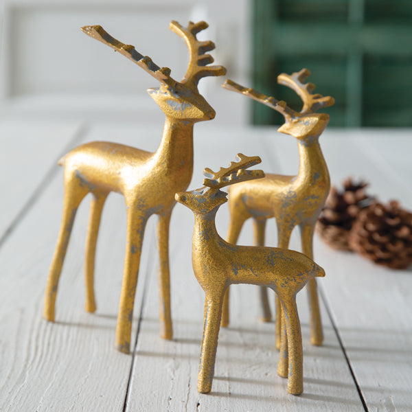 Authentic Gold sculptured reindeers set of 3