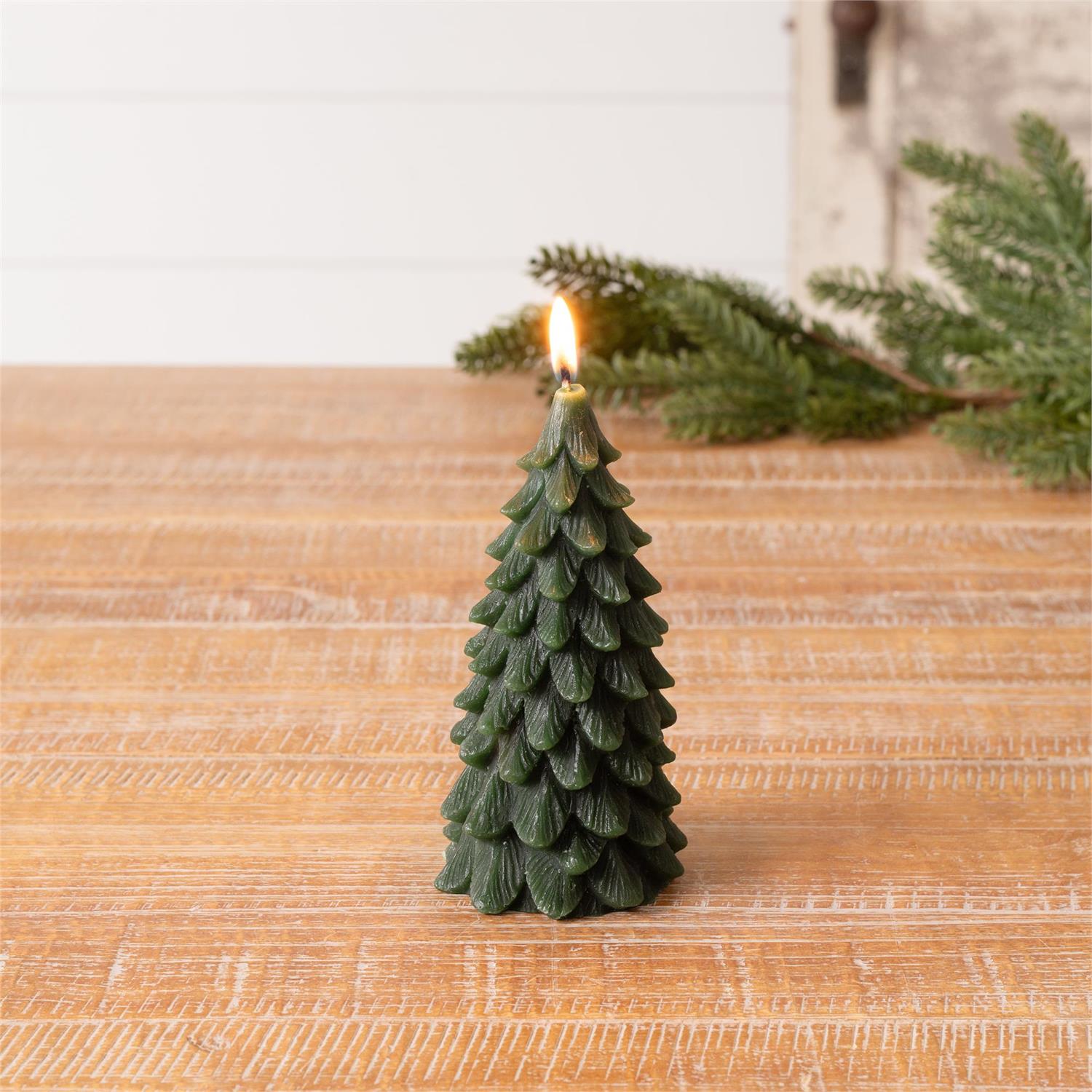 Green Christmas Tree Candle (S/2)