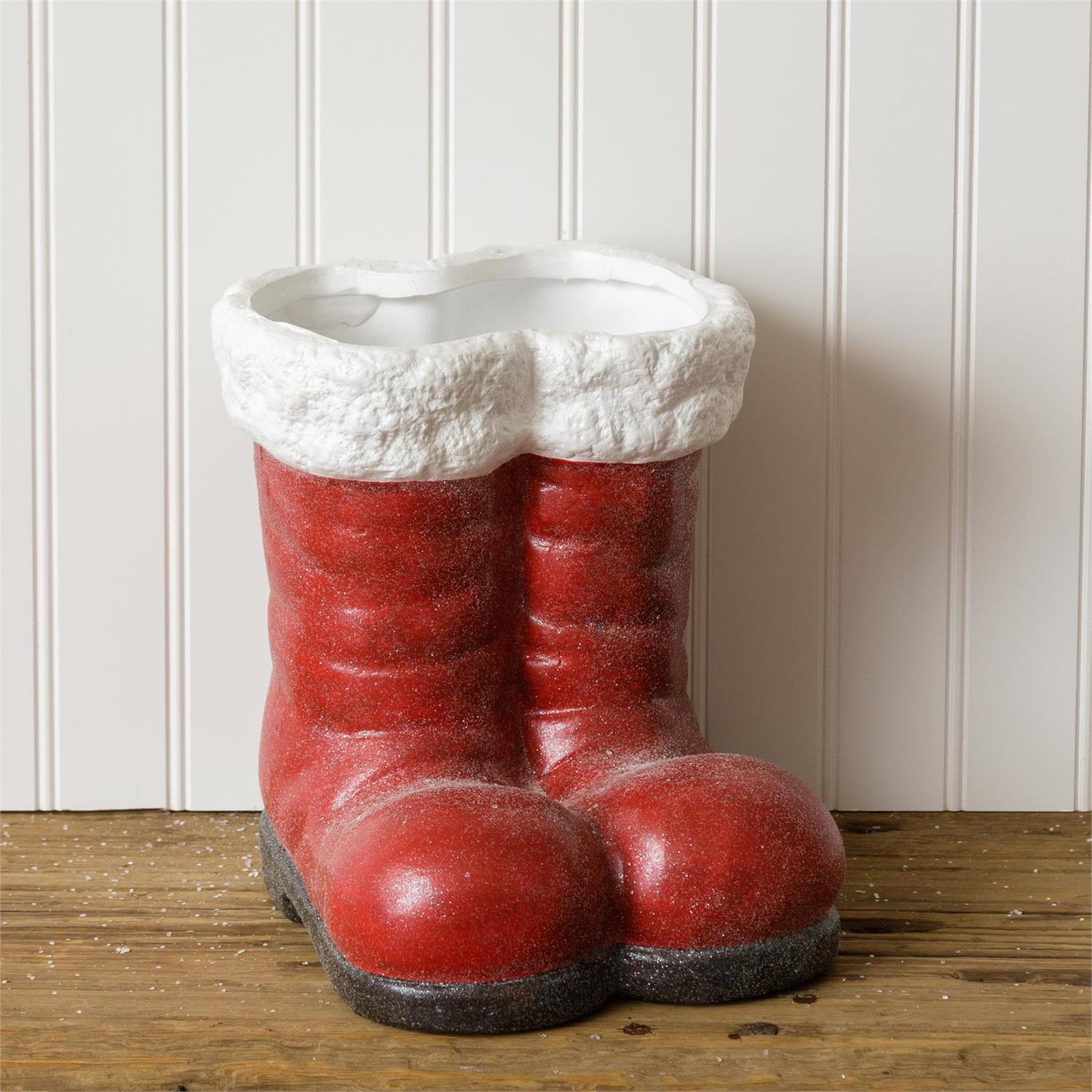 Terracotta Glittery Santa Boots