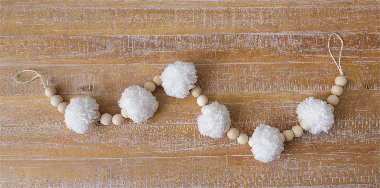 Farmhouse Beads - White Chunky Pom Poms