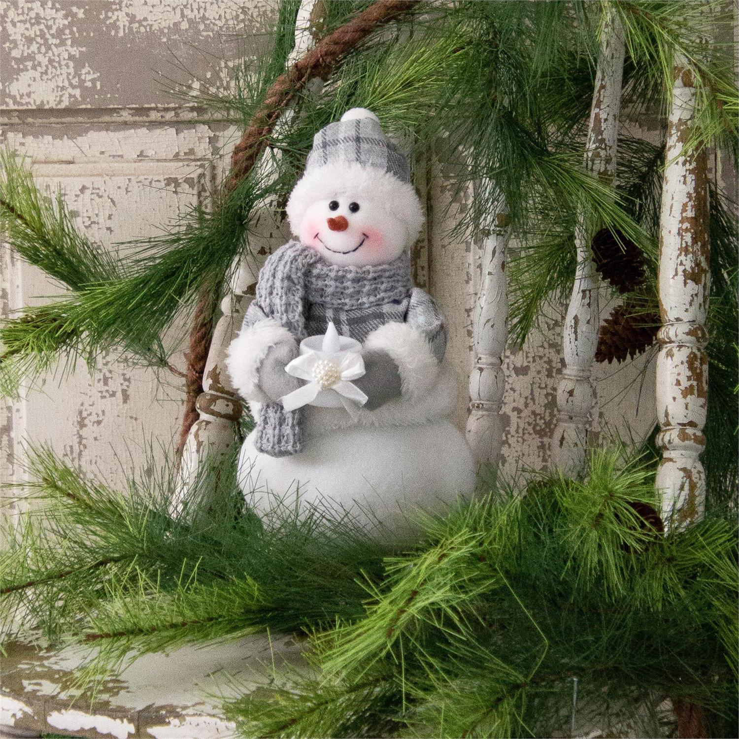 Snowman Holding Candle