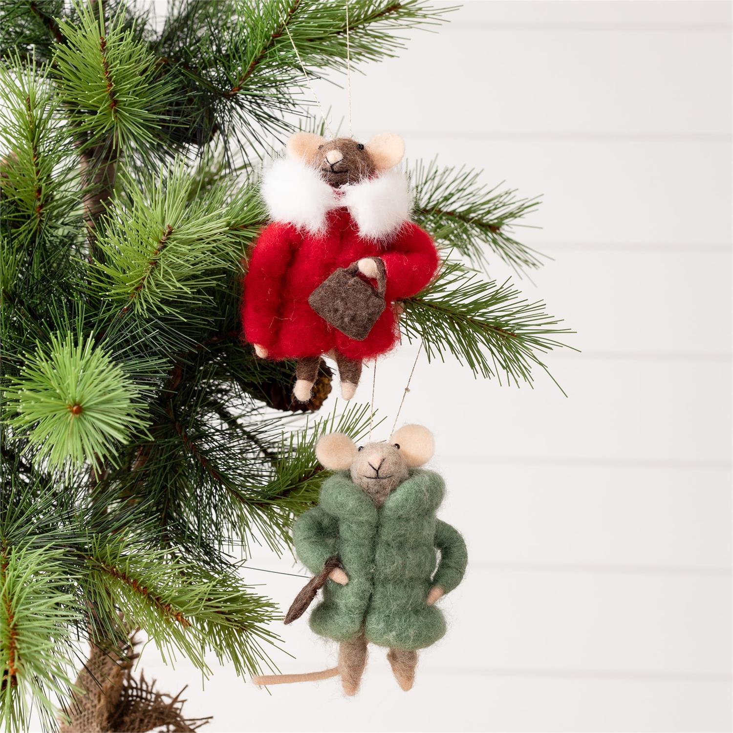 Felted Wool Cozy Mice (S/2)