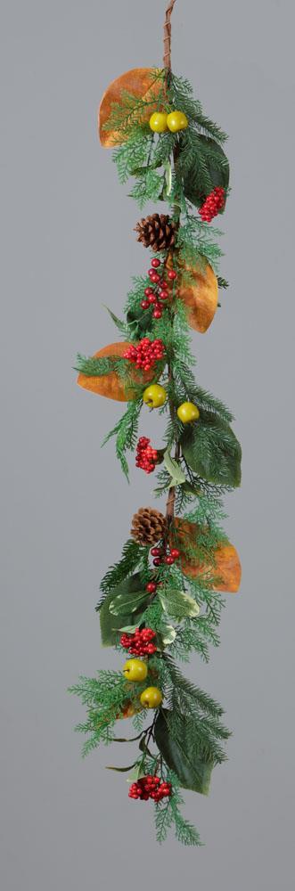 Magnolia Leaves, Mini Apples, Pittosporum Garland