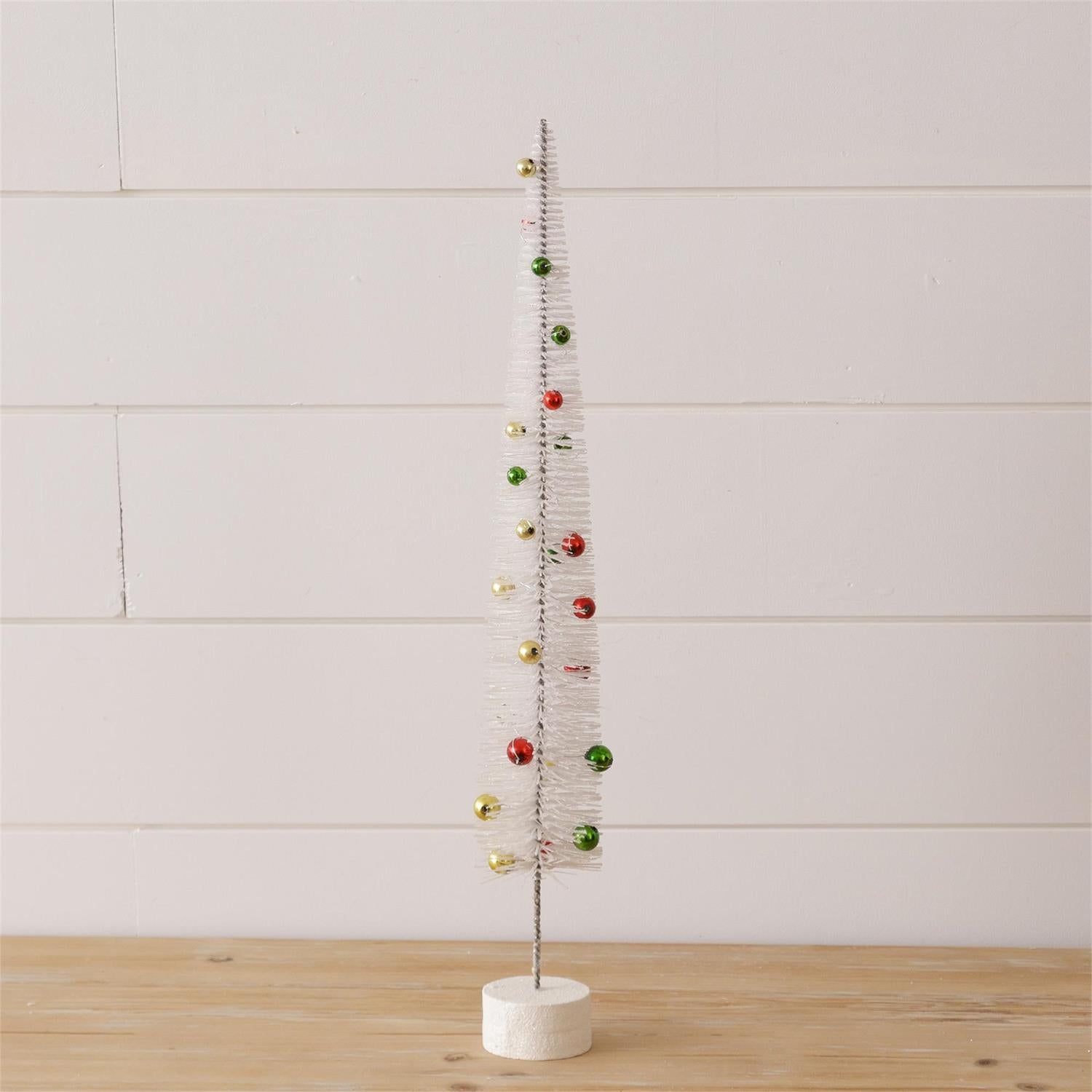 White Bottle Brush Trees With Balls, Sm