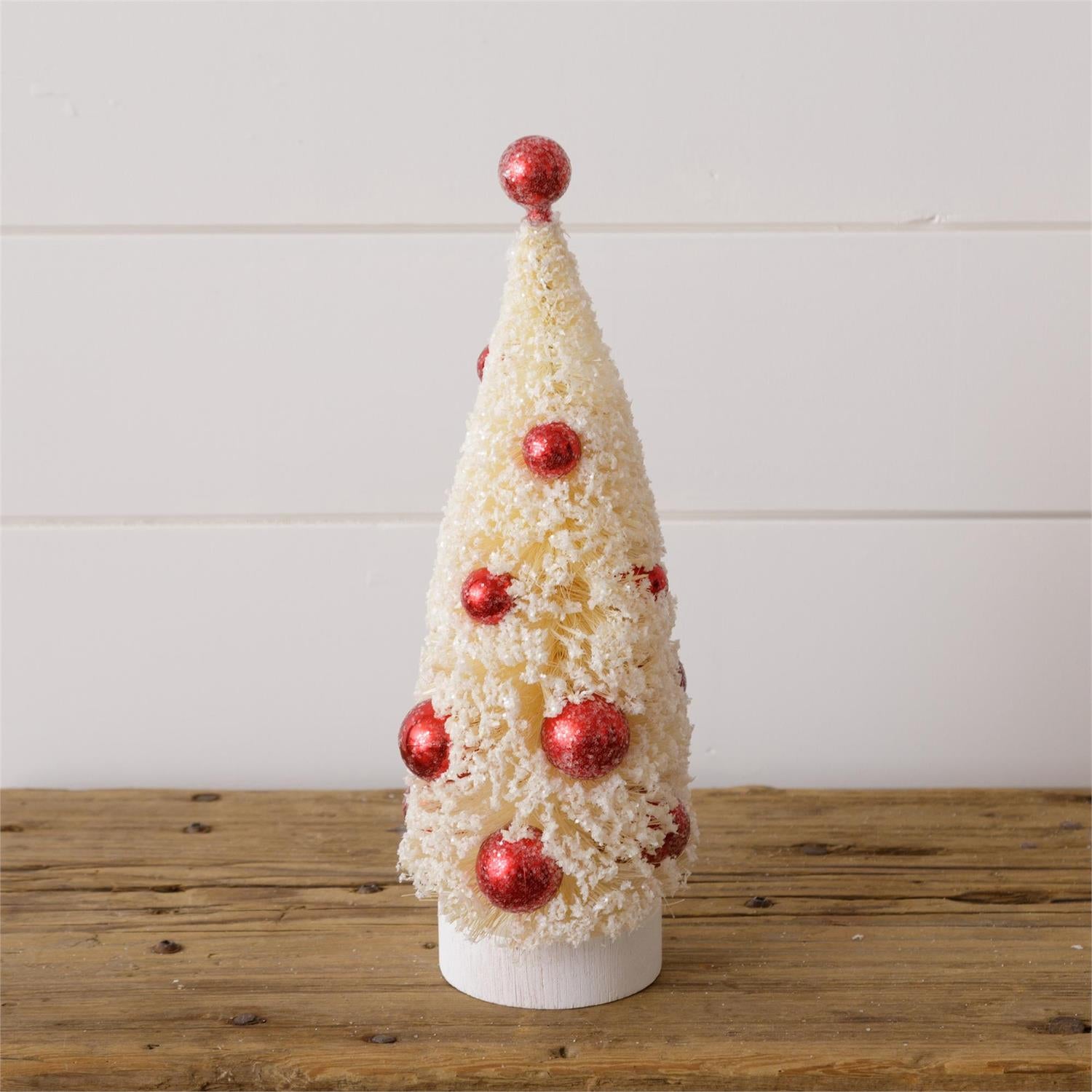 Bottle Brush Tree With Red Ornaments, Md