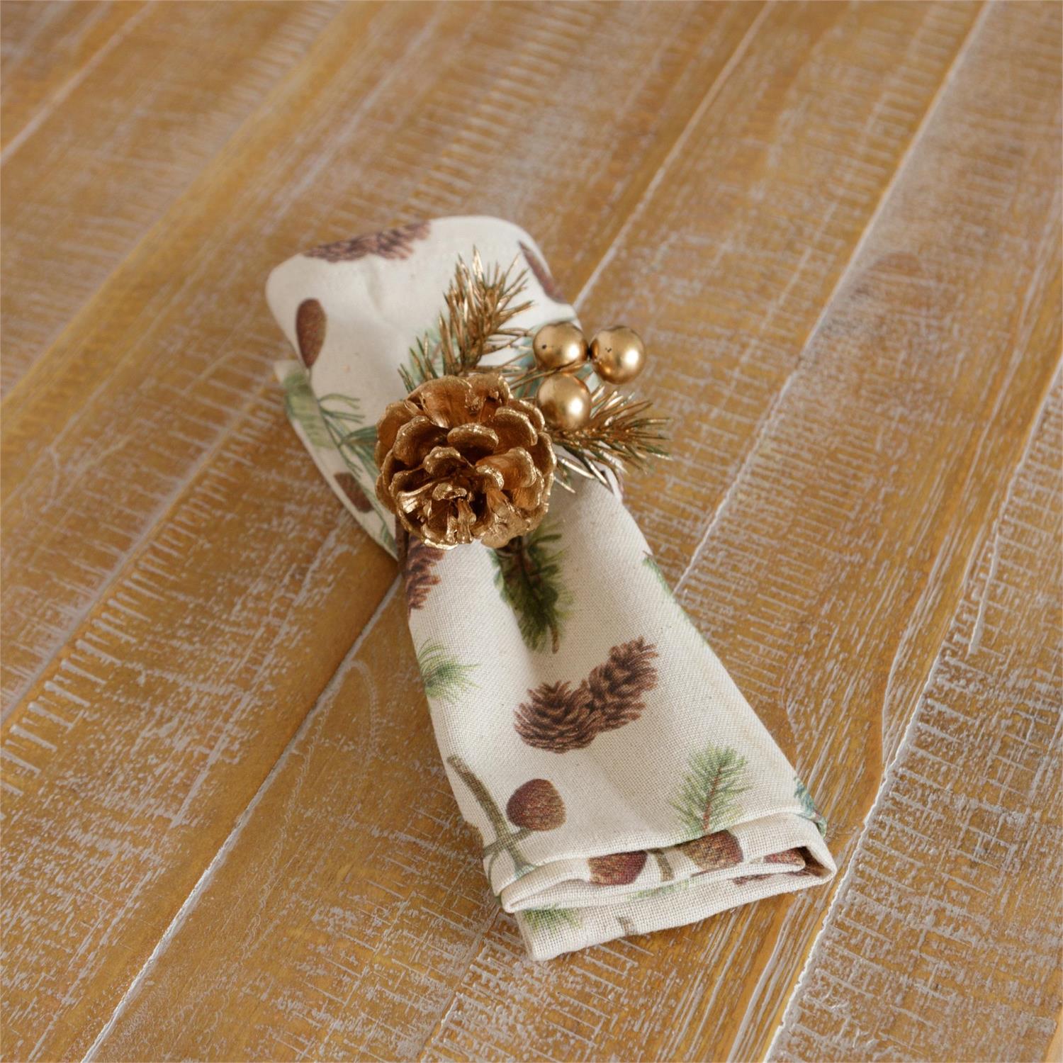 Napkin Ring - Golden Pinecone And Berries