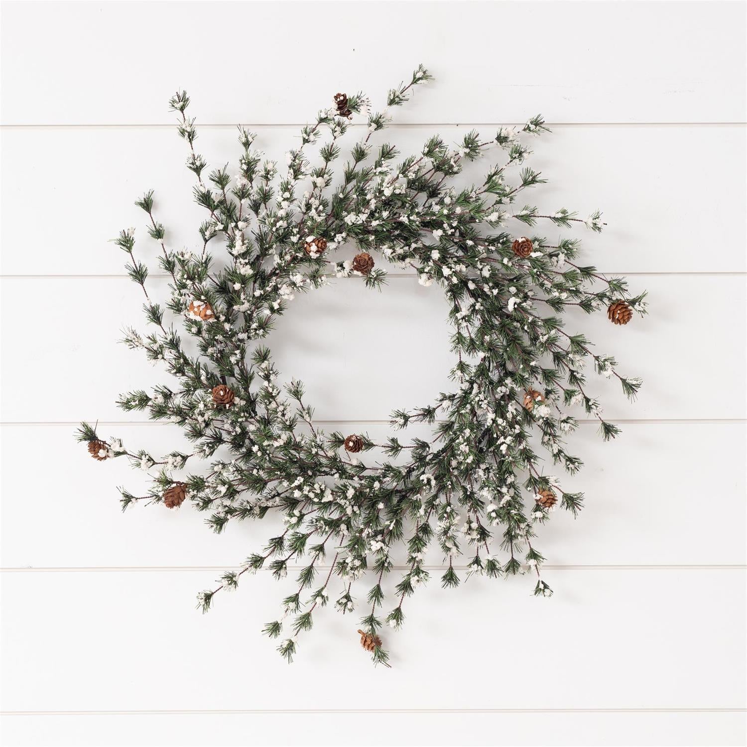 Snowy Mountain Brush Pine Wreath