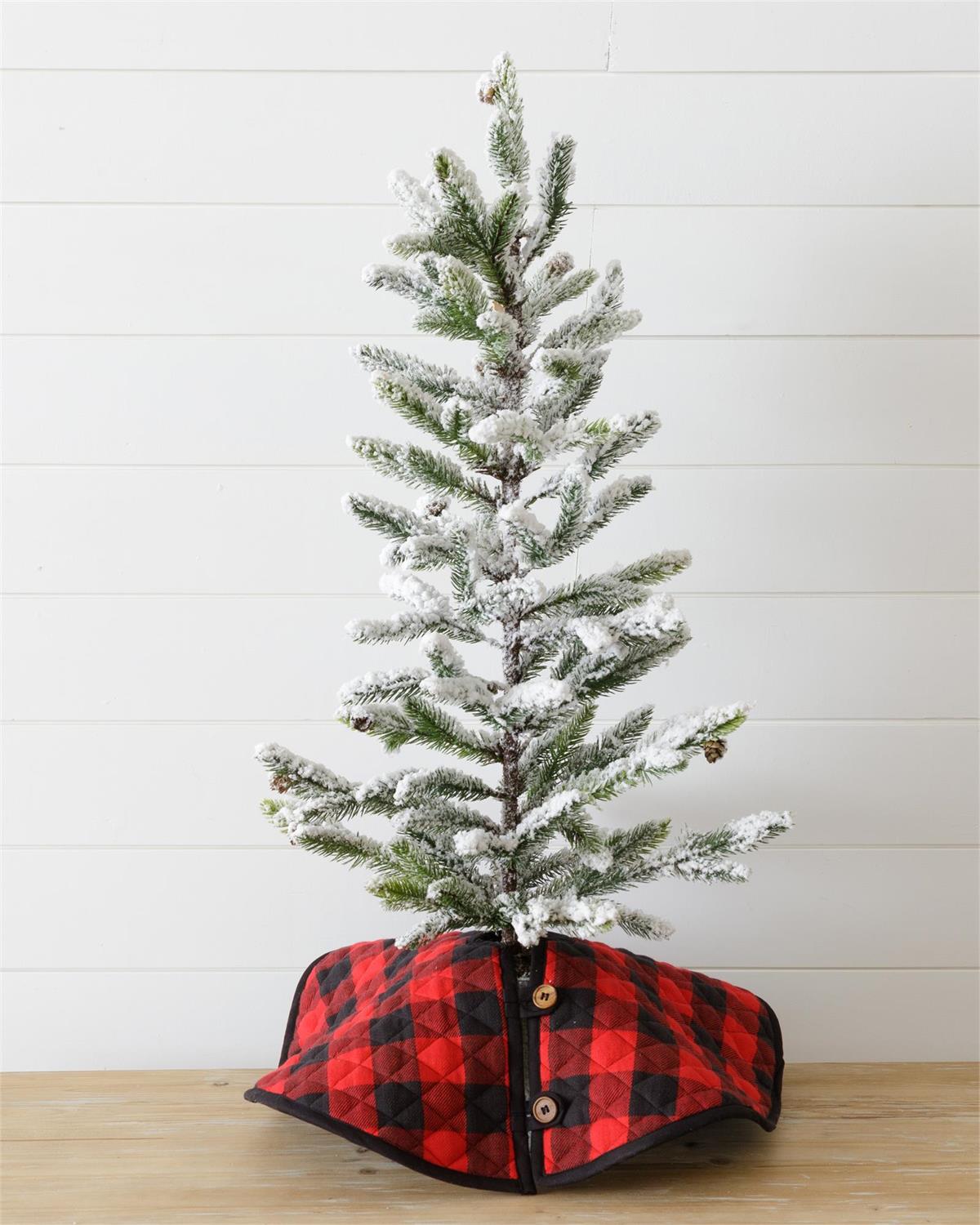 Mini Quilted Tree Skirt - Black And Red Check