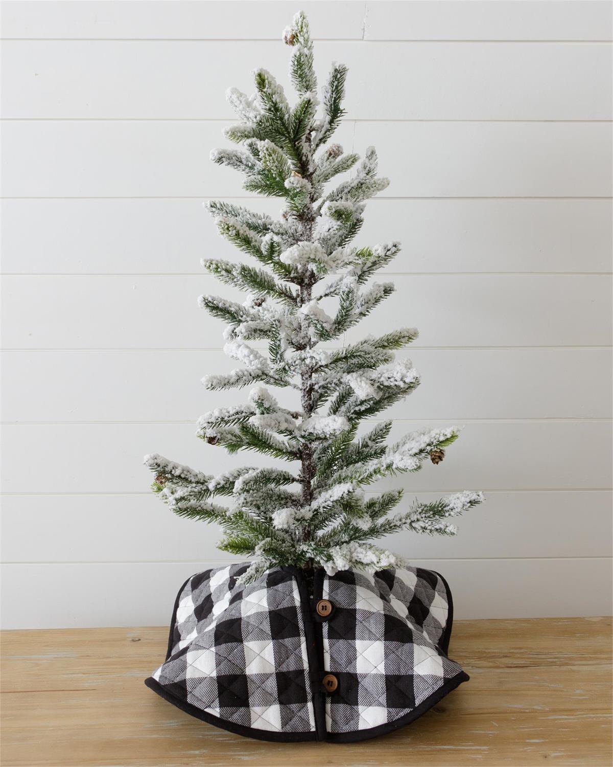 Mini Quilted Tree Skirt - Black And White Check