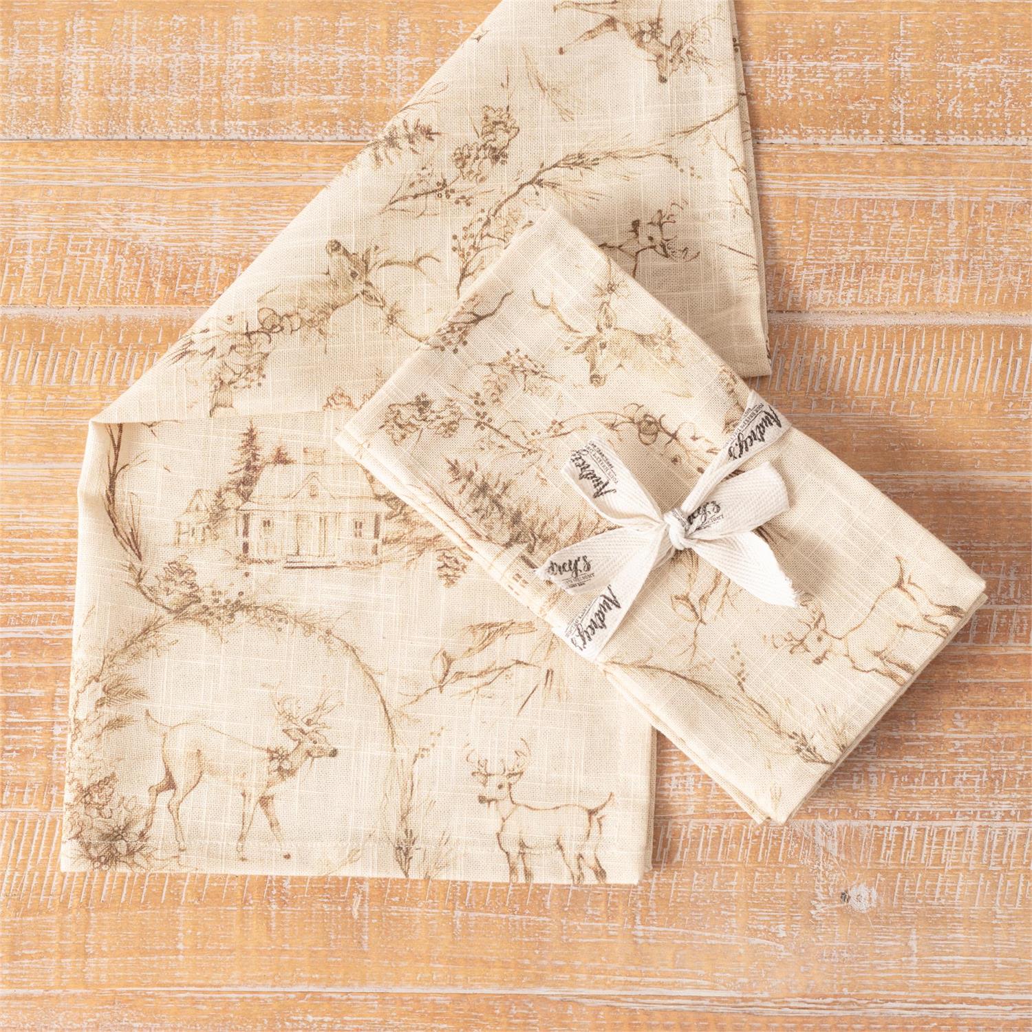 Sepia Deer Toile Print Napkin