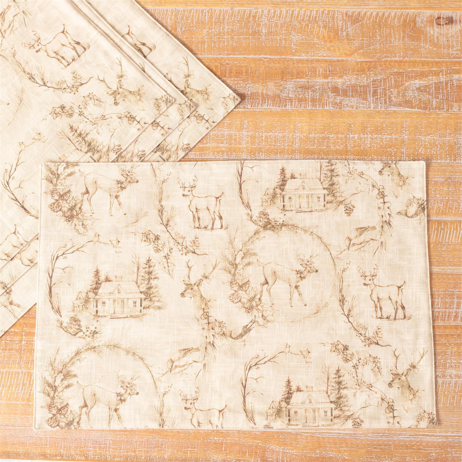 Sepia Deer Toile Print Placemat