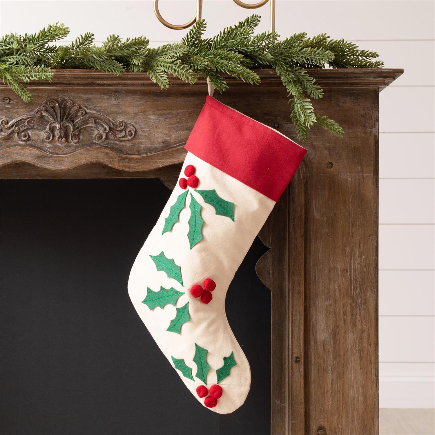 Felt Holly & Berry Stocking