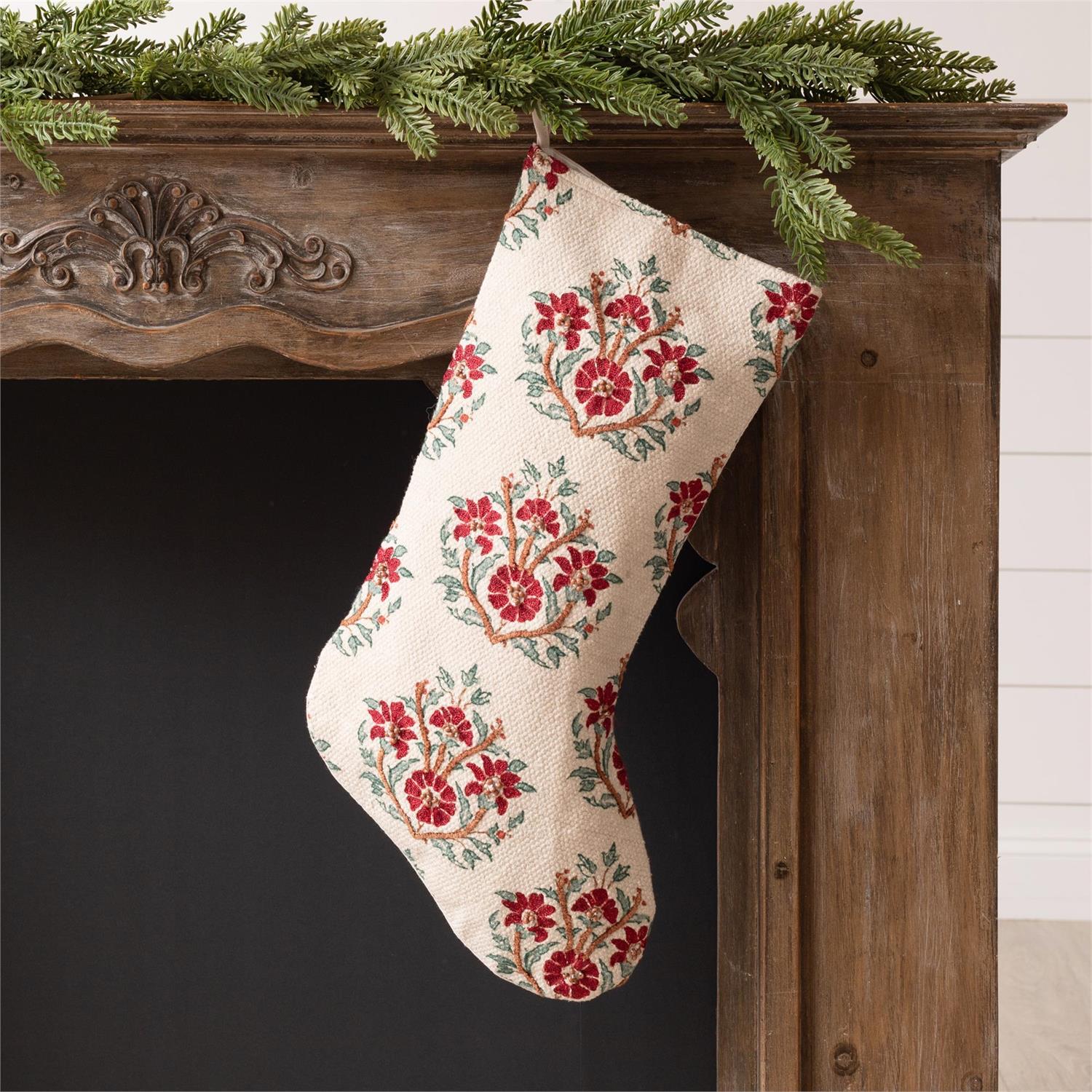 Red Block Beaded Stocking