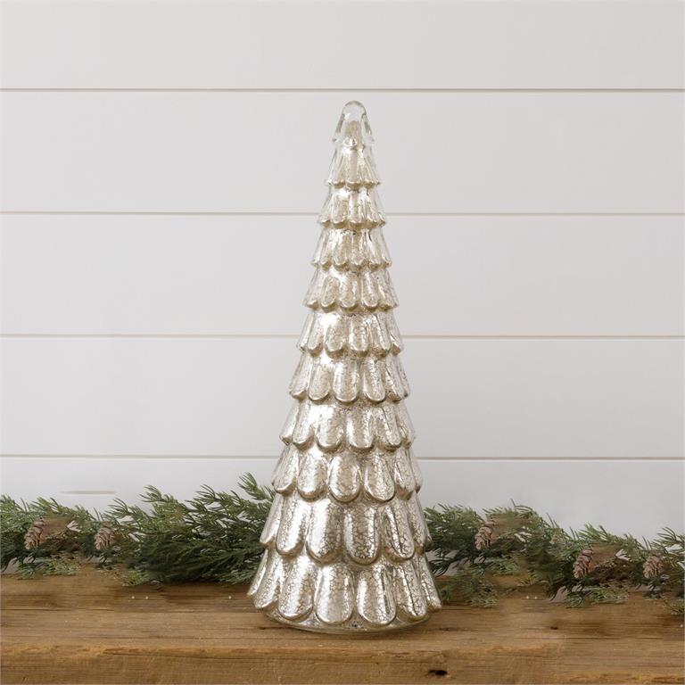 17" Lighted Mercury Glass Tree