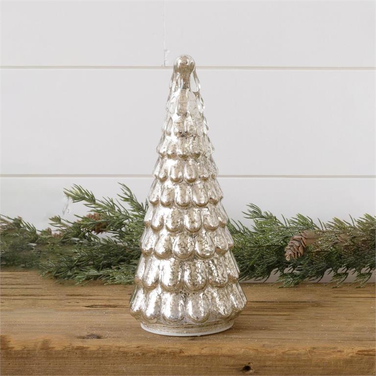 10" Lighted Mercury Glass Tree