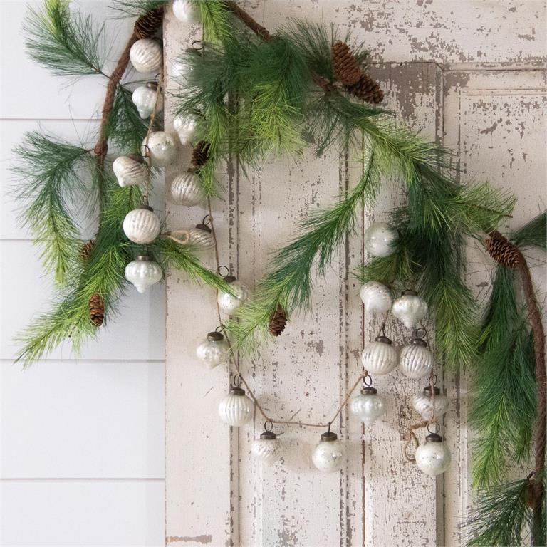 White Mercury Glass Ornaments Garland
