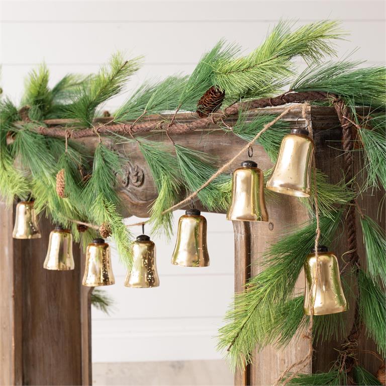 Gold Mercury Glass Bells Garland