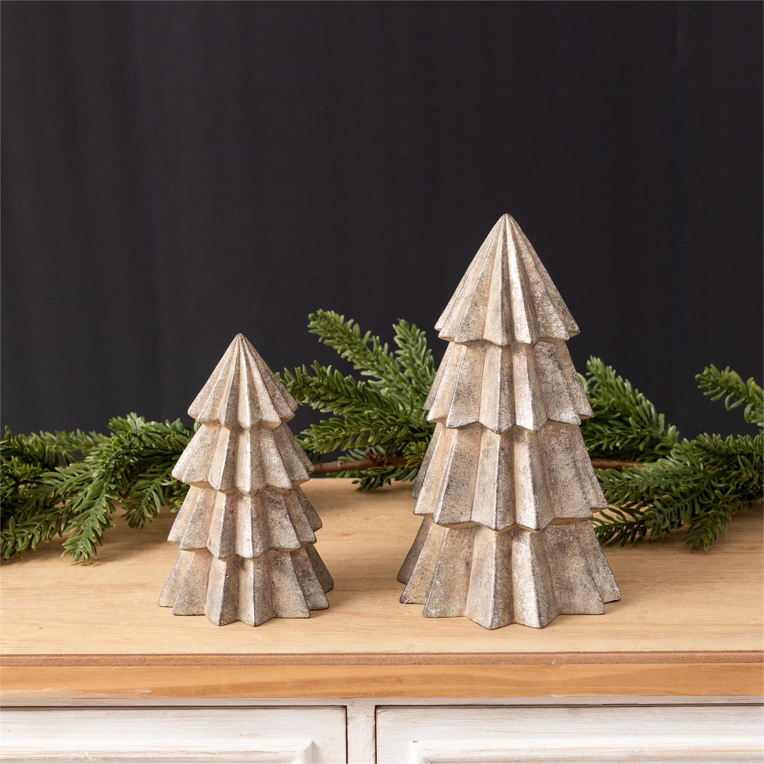 Champagne Gray Christmas Trees (S/2)