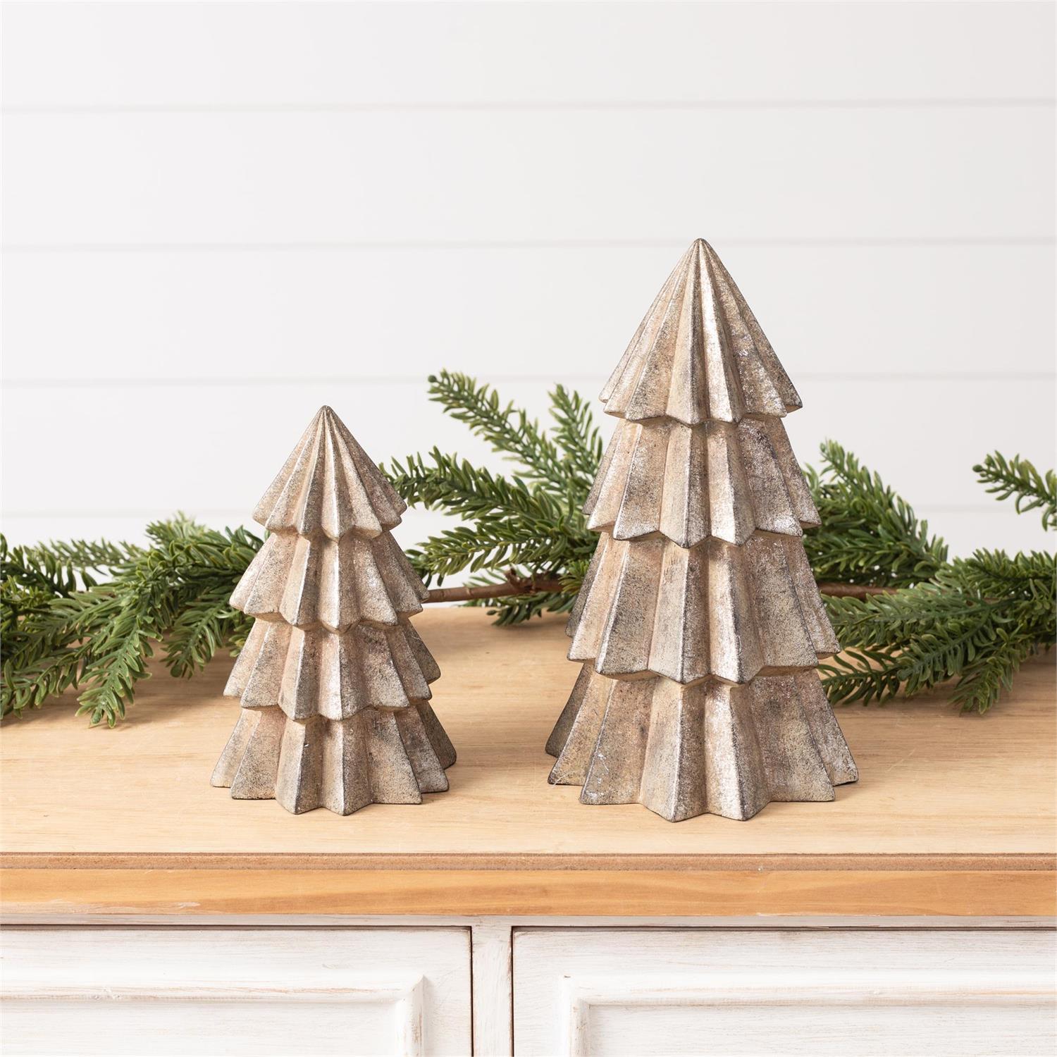 Champagne Gray Christmas Trees (S/2)