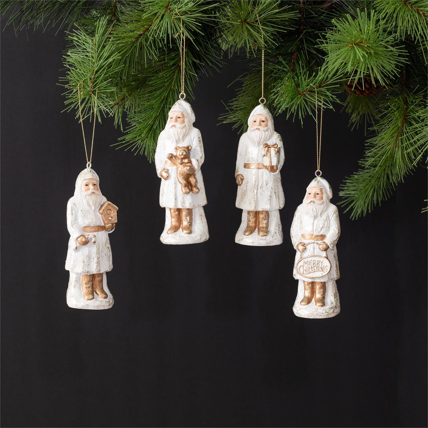 Vintage Santa Ornament (S/4)
