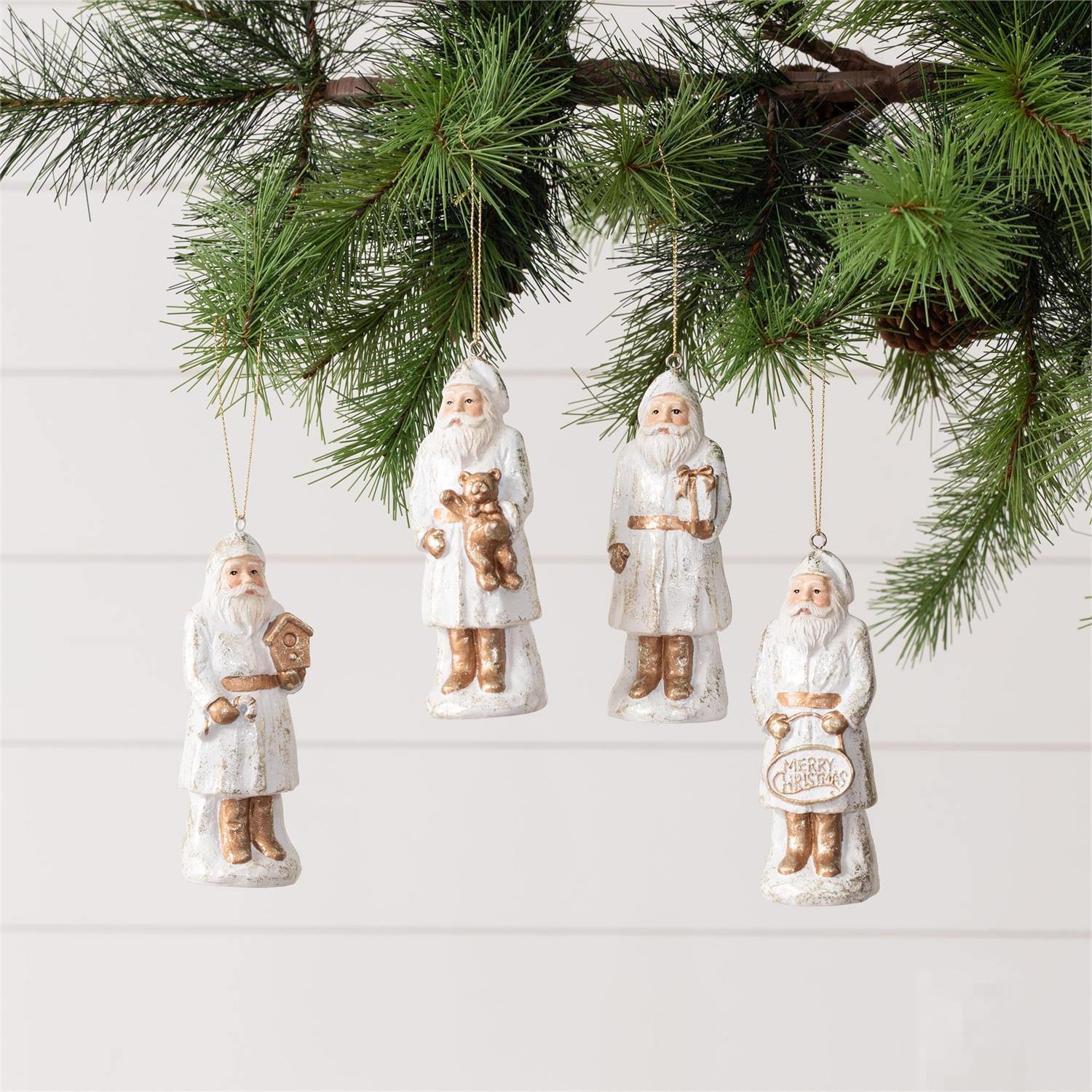 Vintage Santa Ornament (S/4)