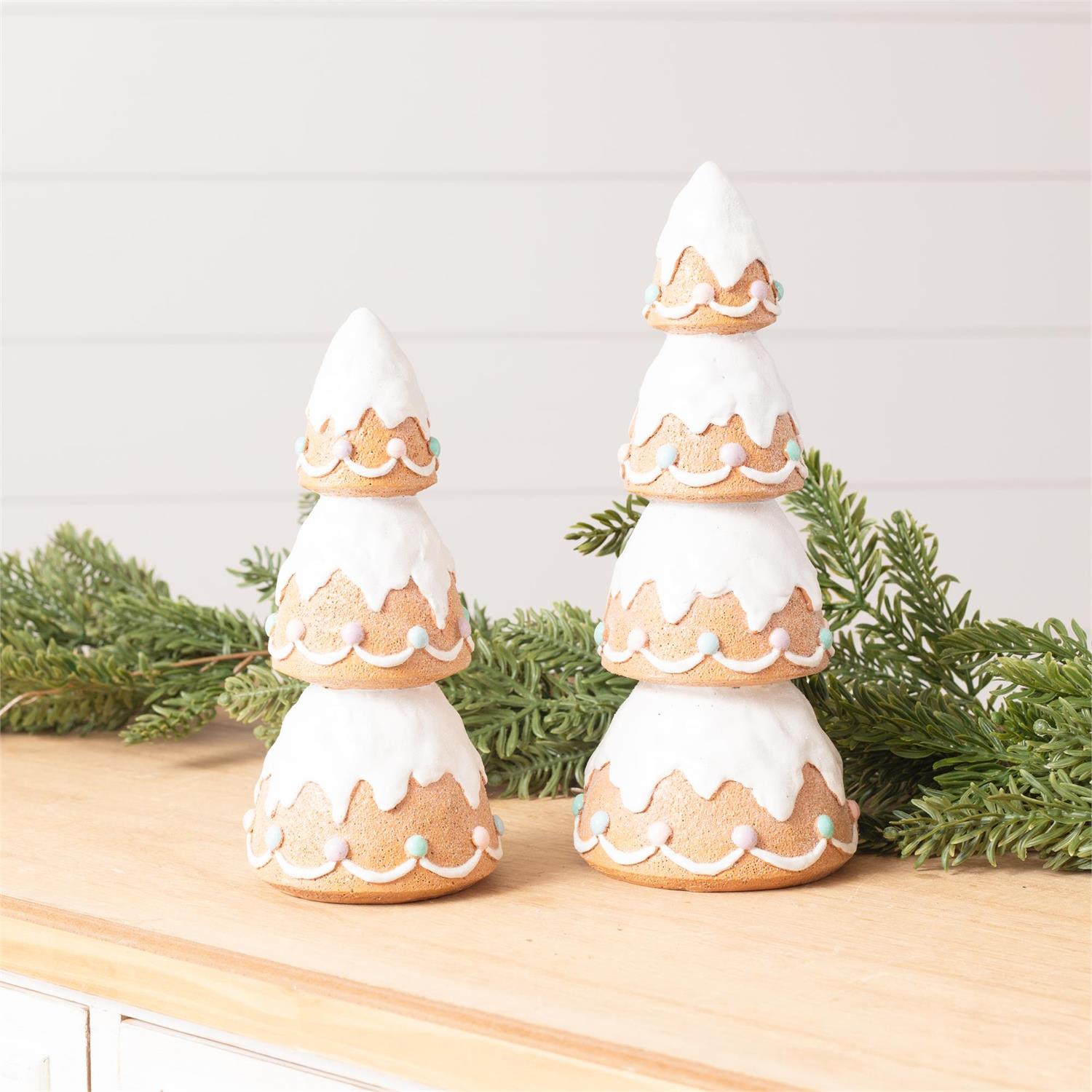Frosted Gingerbread Trees (S/2)