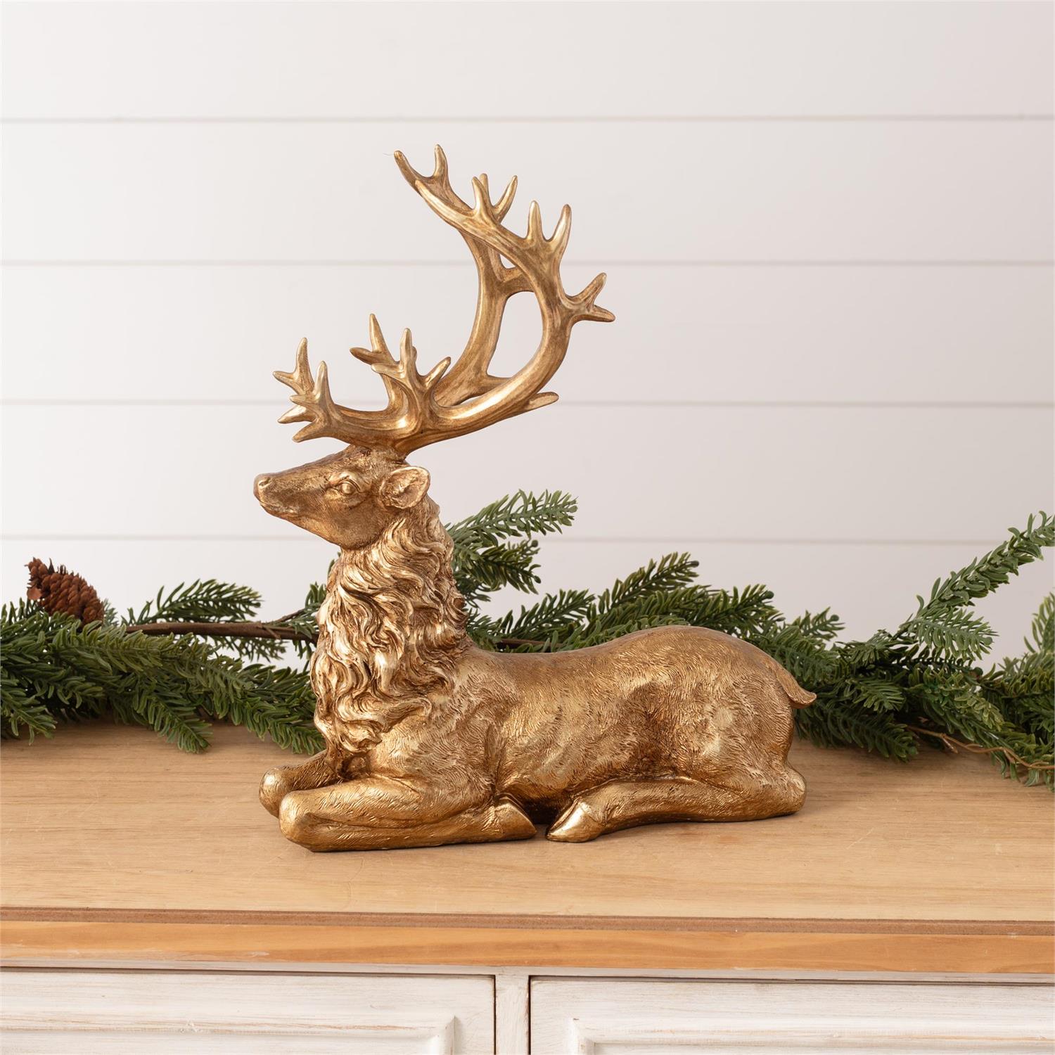 Gold Christmas Deer Sitting
