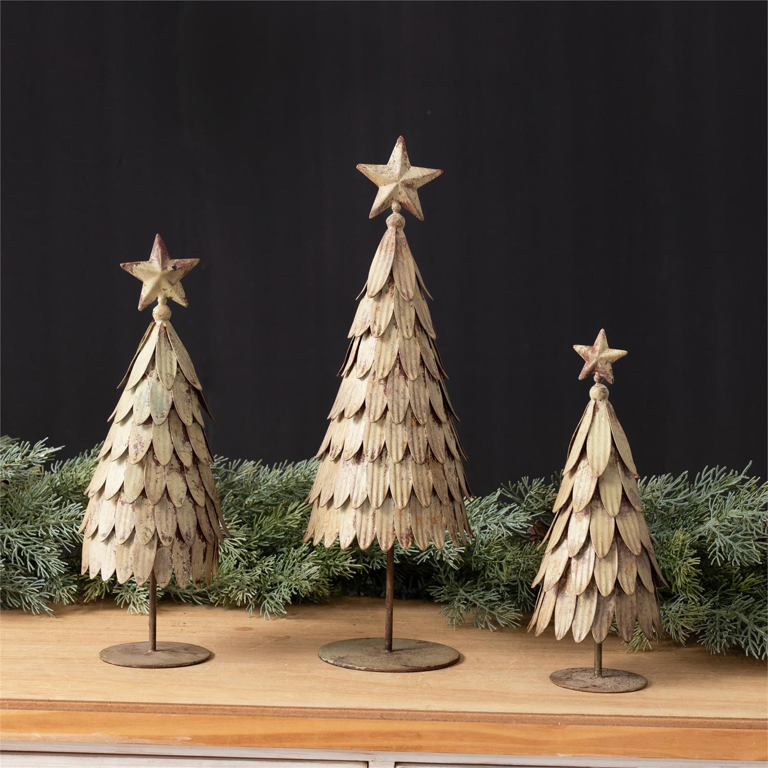 Vintage Green Metal Trees (S/3)