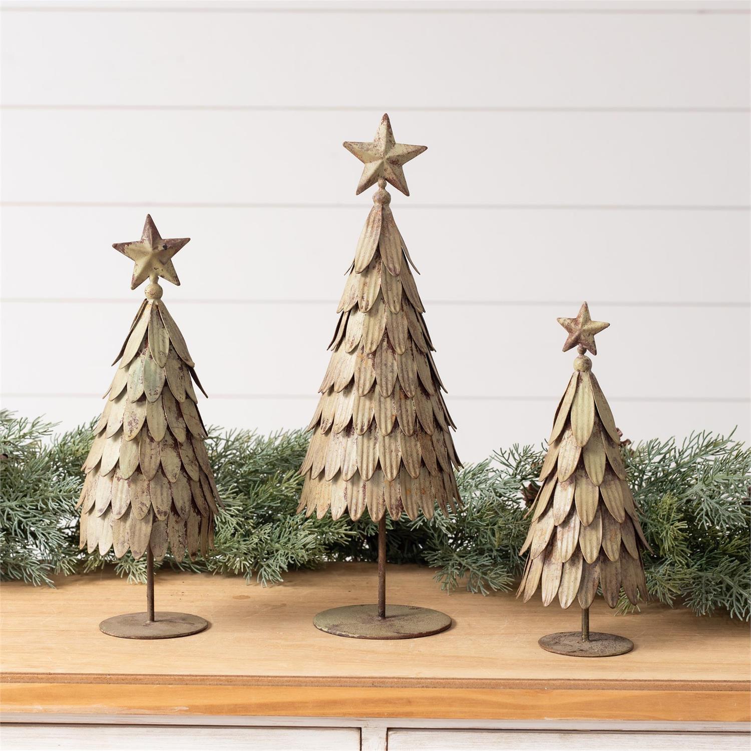 Vintage Green Metal Trees (S/3)