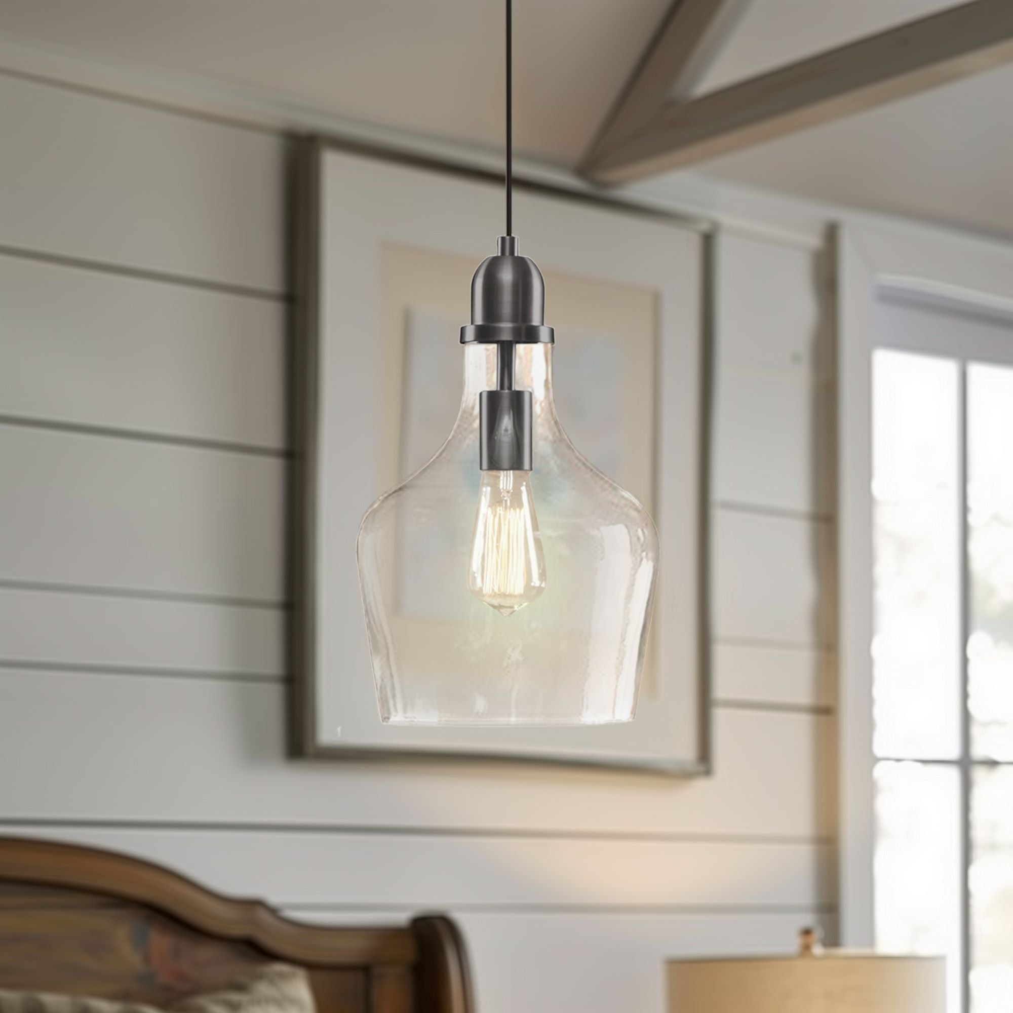 Auburn 9" Diameter Bell Shaped Hanging Glass Pendant Light