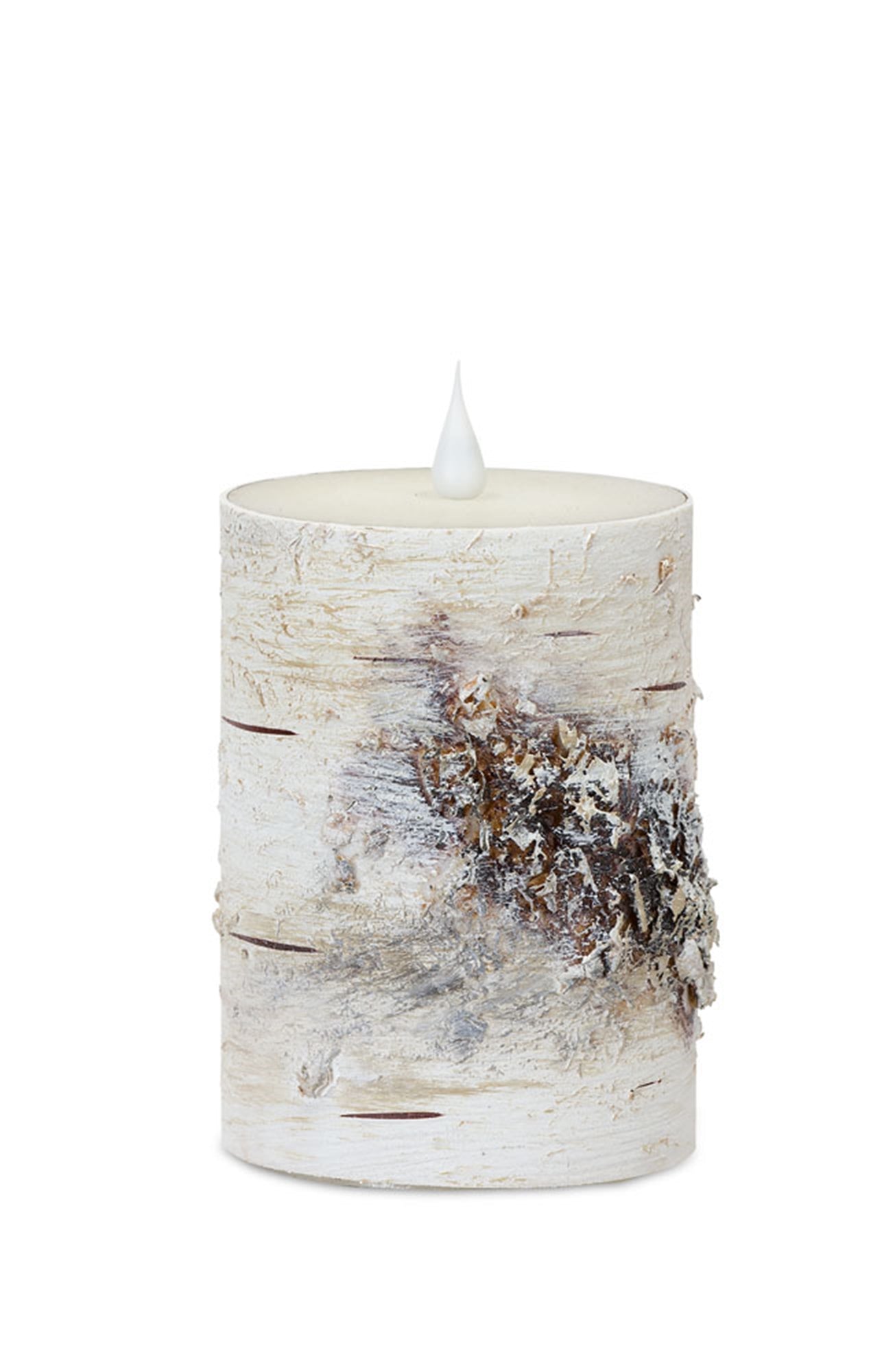 Simplux LED Birch Candle 3.5"D x 5"H Wax 4 & 8 Hr Timer 2 C Batteries, Not Included