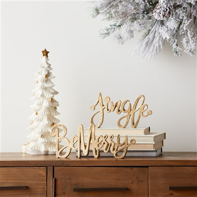Gilded "Be Merry / Jingle" Word Sitters