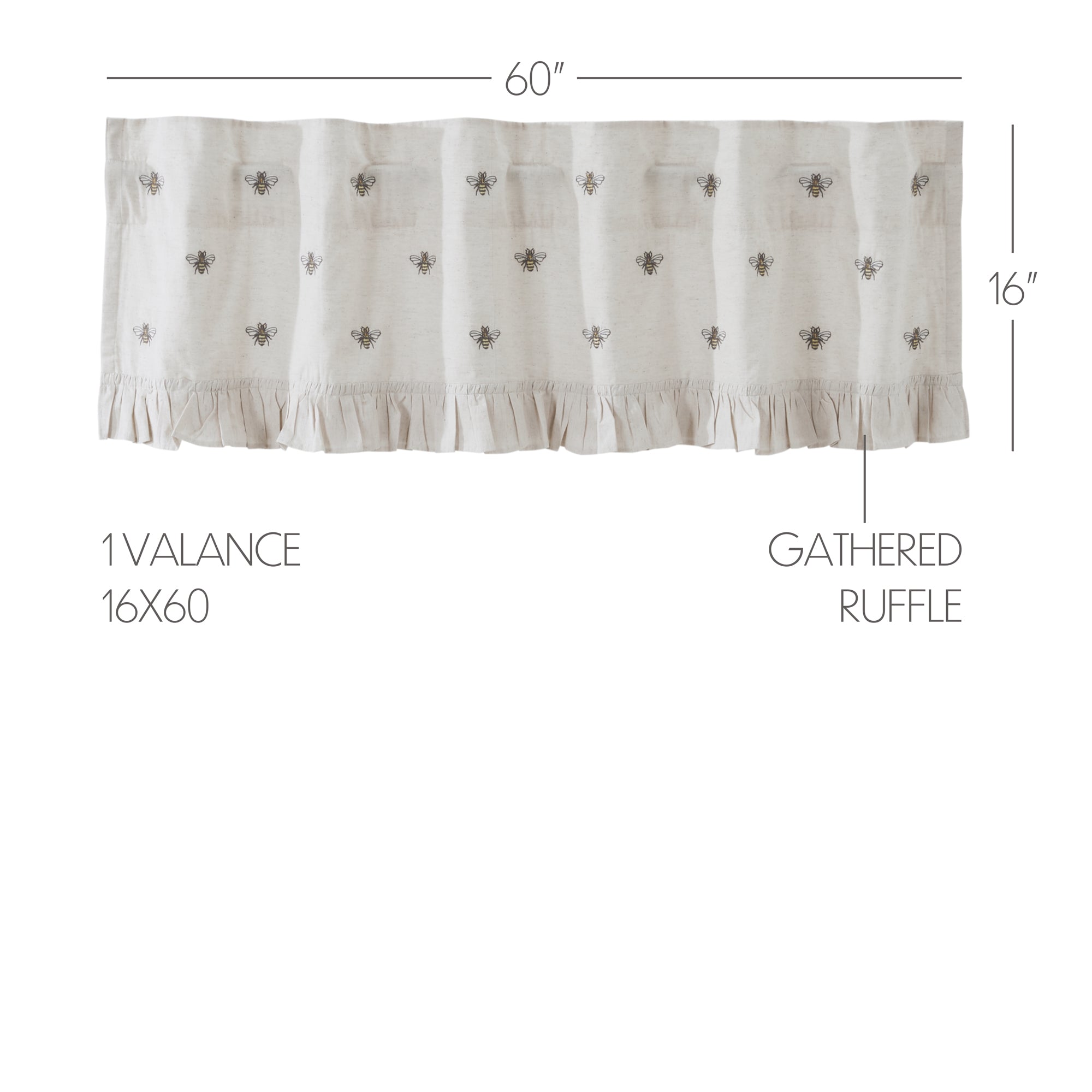 Embroidered Bee Valance 16x60