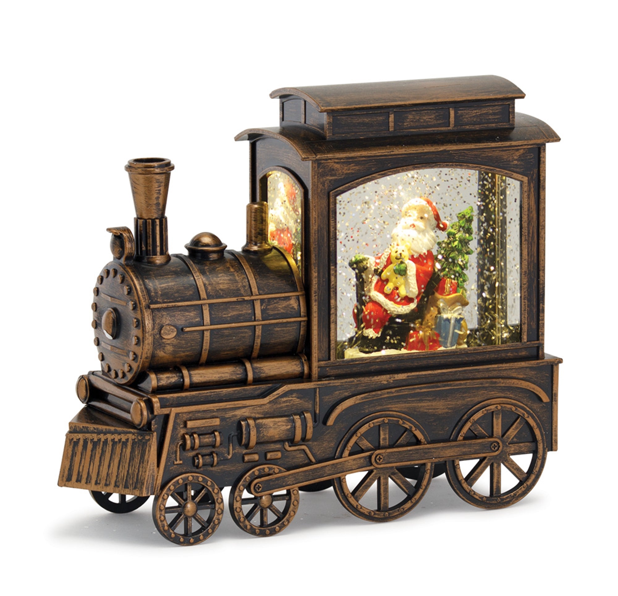 LED Snow Globe Train with Santa Figure 9"L