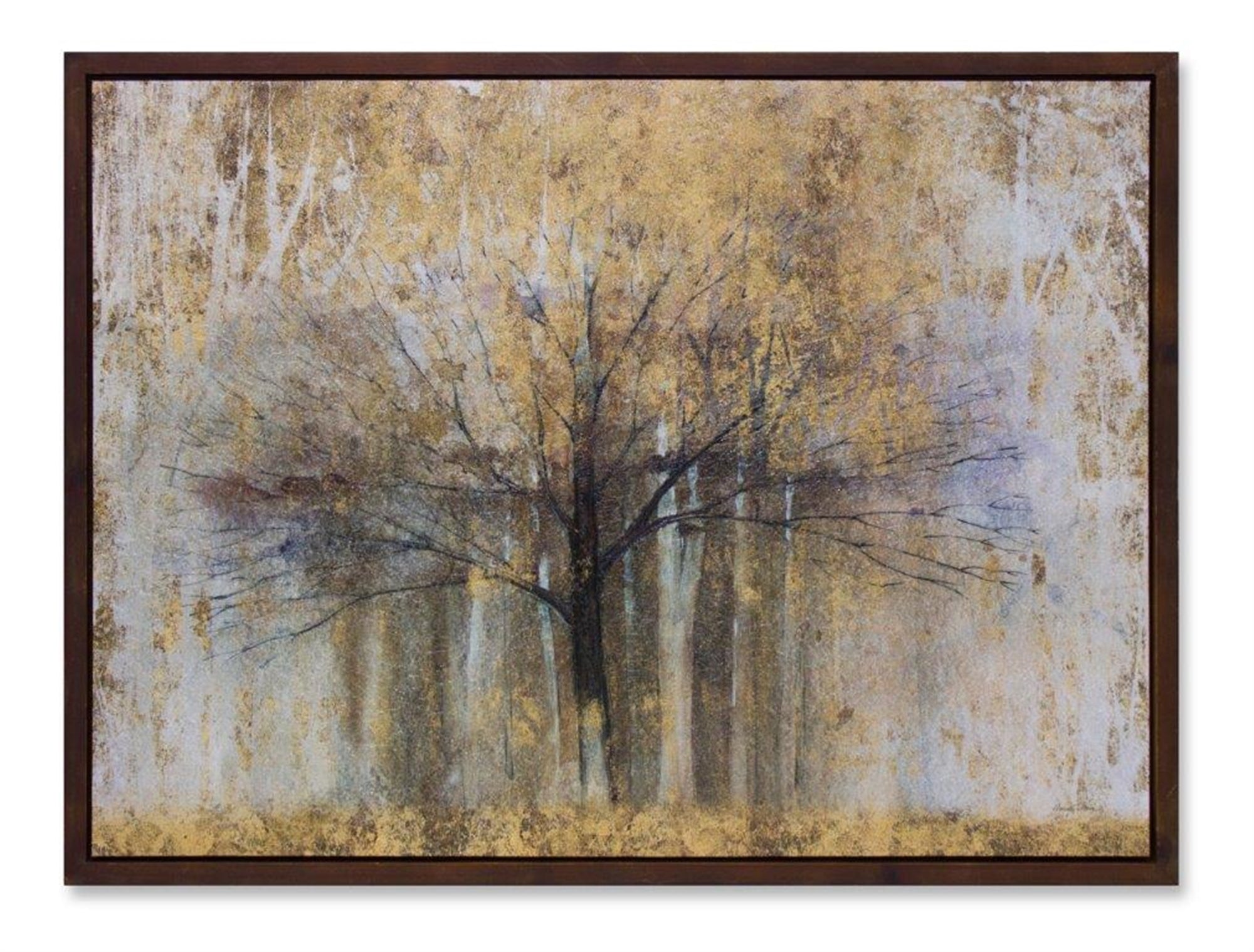 Painted Landscape Canvas Wall Décor with Wood Frame and Gold Finish 31.5"L