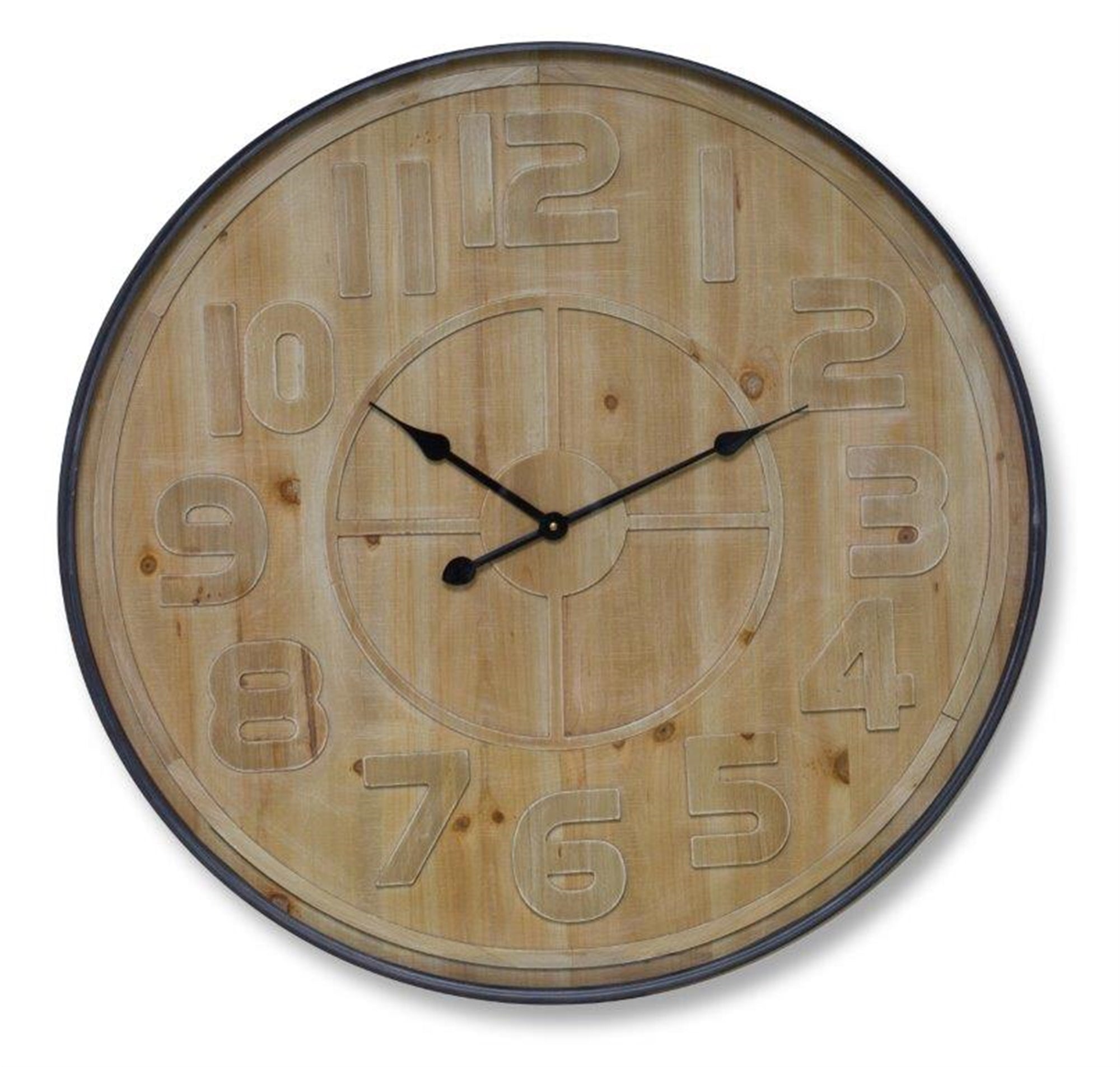 Wall Clock 31.5"D Wood/Iron