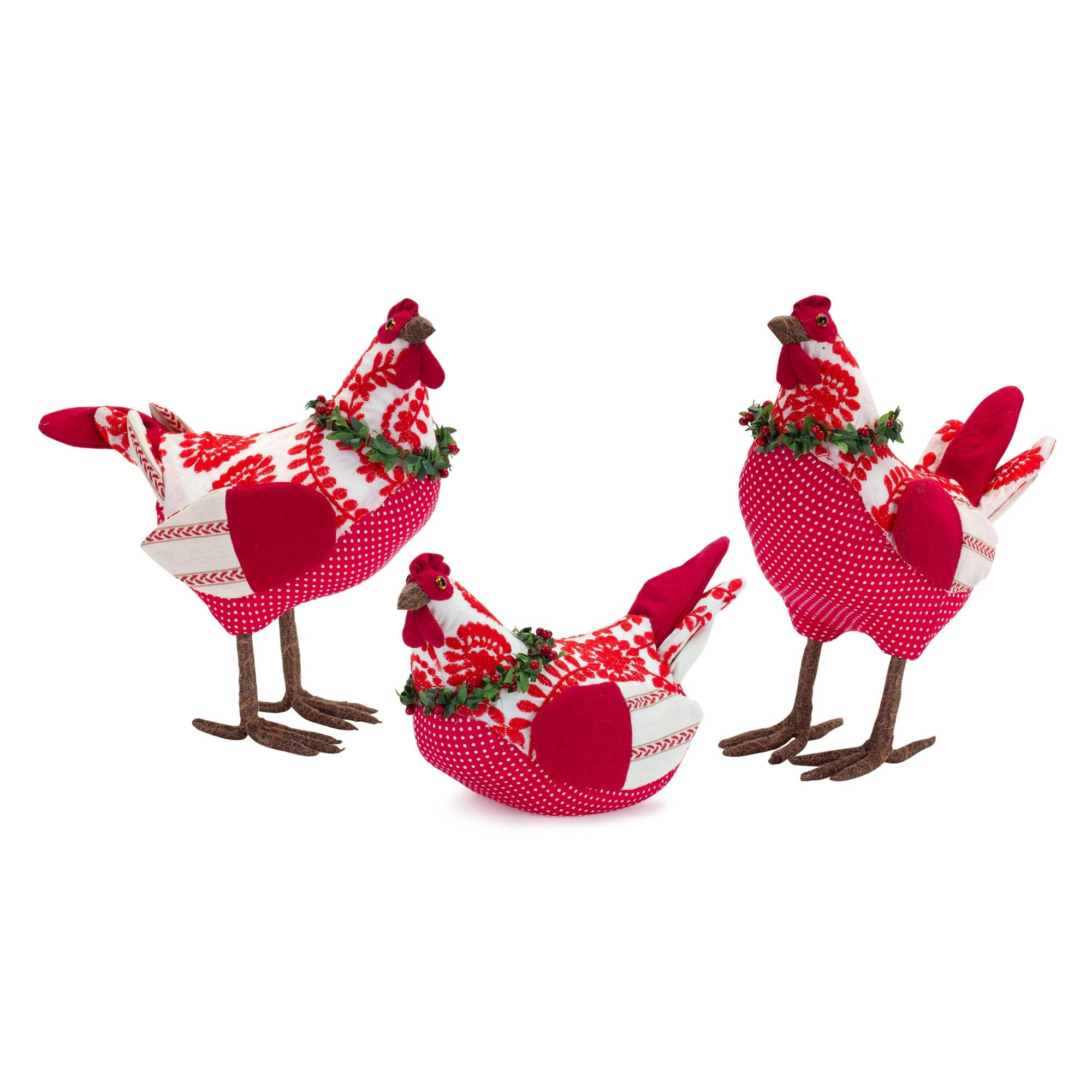 French Hens (3 Asst) 6.5"H, 11.5"H, 12"H Fabric